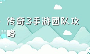 传奇3手游团队攻略