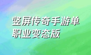 竖屏传奇手游单职业变态版