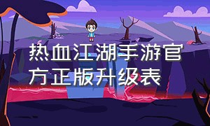 热血江湖手游官方正版升级表