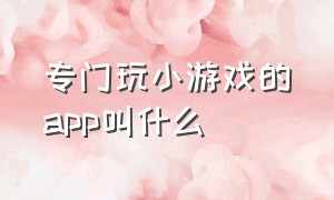 专门玩小游戏的app叫什么