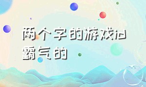 两个字的游戏id霸气的（霸气的游戏id二字）