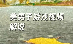 美男子游戏视频解说