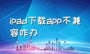 ipad下载app不兼容咋办