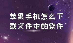 苹果手机怎么下载文件中的软件