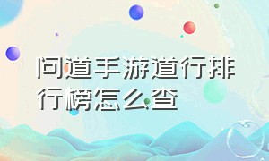 问道手游道行排行榜怎么查