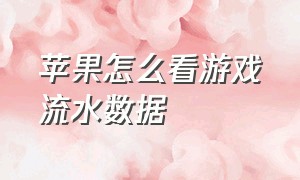 苹果怎么看游戏流水数据