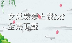 女总裁爱上我txt全集下载