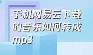 手机网易云下载的音乐如何转成mp3