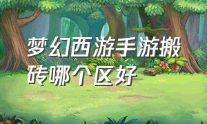 梦幻西游手游搬砖哪个区好