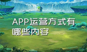 APP运营方式有哪些内容