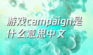 游戏campaign是什么意思中文