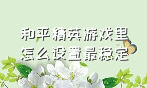 和平精英游戏里怎么设置最稳定