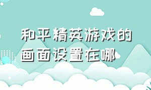 和平精英游戏的画面设置在哪