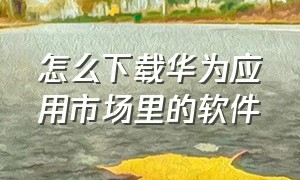 怎么下载华为应用市场里的软件（华为应用市场怎么下载app）