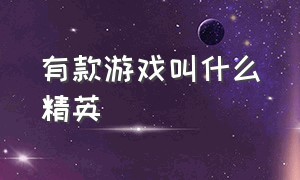 有款游戏叫什么精英