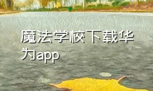 魔法学校下载华为app（华为手机怎么下载置信学院app）