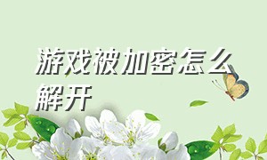 游戏被加密怎么解开