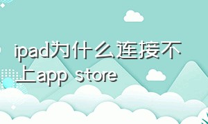 ipad为什么连接不上app store