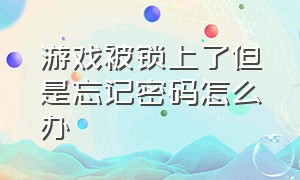 游戏被锁上了但是忘记密码怎么办