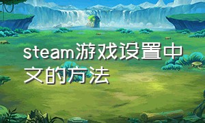 steam游戏设置中文的方法（steam游戏怎样修改中文）