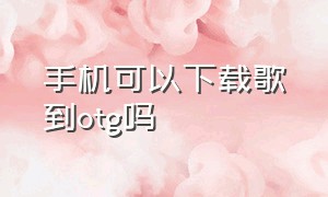 手机可以下载歌到otg吗（手机otg怎么下载歌曲教程）