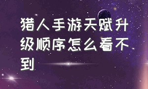 猎人手游天赋升级顺序怎么看不到（猎人手游刚刚满60级做什么）