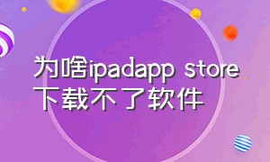 为啥ipadapp store下载不了软件
