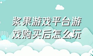 浆果游戏平台游戏购买后怎么玩