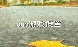 ouo游戏设置（ouo游戏入口）