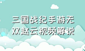 三国战纪手游无双赵云视频解说