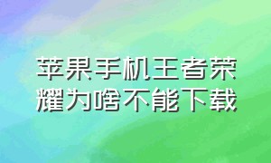 苹果手机王者荣耀为啥不能下载