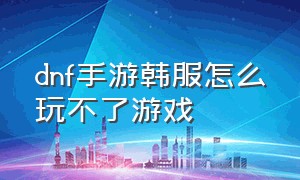 dnf手游韩服怎么玩不了游戏