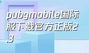 pubgmobile国际服下载官方正版2.3（pubgmobile国际服怎么下载2.0版）