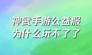 神武手游公益服为什么玩不了了