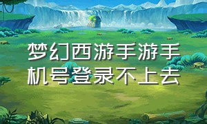 梦幻西游手游手机号登录不上去