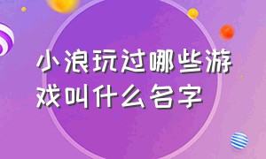 小浪玩过哪些游戏叫什么名字