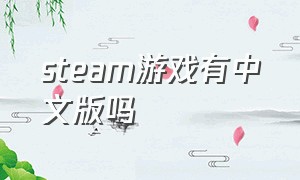 steam游戏有中文版吗
