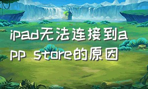 ipad无法连接到app store的原因