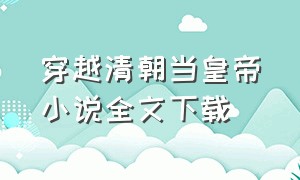 穿越清朝当皇帝小说全文下载