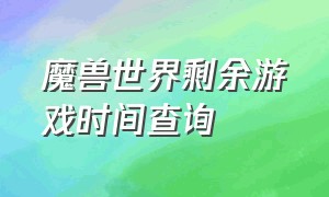 魔兽世界剩余游戏时间查询