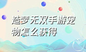 造梦无双手游宠物怎么获得