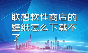 联想软件商店的壁纸怎么下载不了（联想应用商店免费壁纸怎么下载）