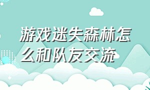 游戏迷失森林怎么和队友交流（迷失森林怎么和队友联机教程）