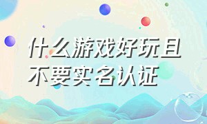 什么游戏好玩且不要实名认证