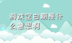 游戏空白期是什么意思啊（游戏空窗期什么意思）