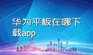 华为平板在哪下载app