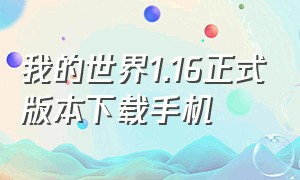 我的世界1.16正式版本下载手机（我的世界1.18版本官方下载）