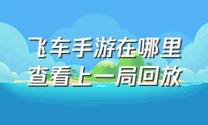 飞车手游在哪里查看上一局回放（qq飞车手游排位录像回放在哪里）