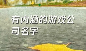 有内涵的游戏公司名字（有内涵的游戏公司名字）