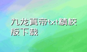 九龙真帝txt精校版下载（九龙真气小说）